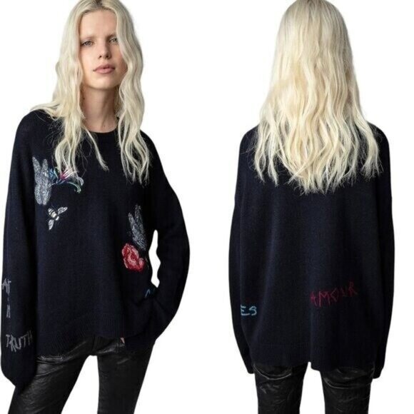 OVERSIZED ZADIG & VOLTAIRE CASHMERE SWEATER SIZE L NEW - Picture 11 of 12